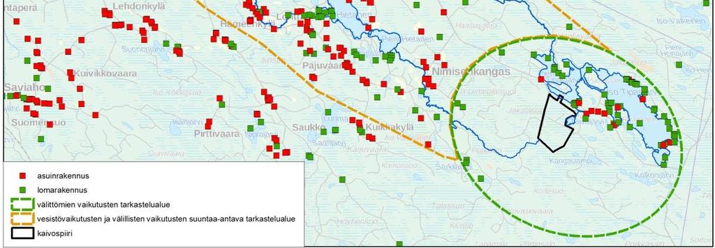 Alueen asuin- ja loma-asuinrakennukset sijoittuvat pääasiassa Tipasjärvien ranta-alueille sekä järvien väliin jäävien Myllykankaan, Kallion sekä Muuttolan alueille.