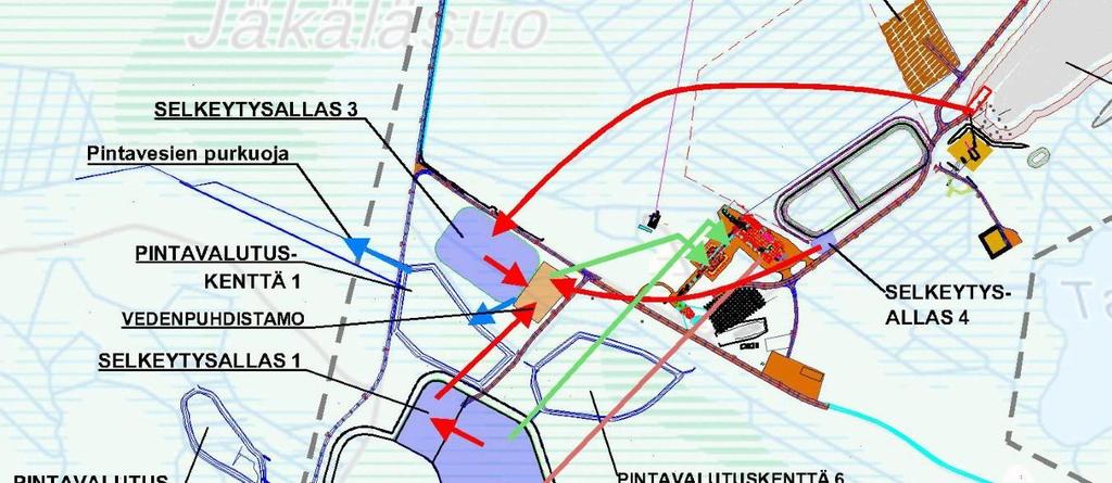 YMPÄRISTÖVAIKUTUSTEN ARVIOINTISELOSTUS 9 Vesien puhdistus Kaivokselta vesistöön johdettavat vedet puhdistetaan ennen niiden johtamista vesistöön.