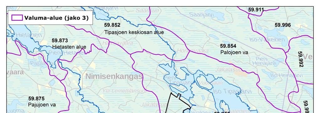 YMPÄRISTÖVAIKUTUSTEN ARVIOINTISELOSTUS 61 Pienen Tipasjärven Olkilahdesta suoritettavalla raakavedenotolla (23 m 3 /h) ei arvioida olevan vaikutuksia Pienen Tipasjärven vedenkorkeuteen, eikä