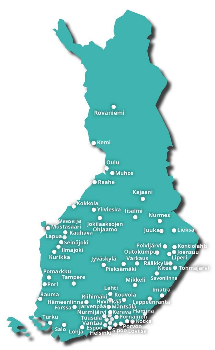 Ohjaamotoiminta Suomessa Verkostossa mukana julkinen, yksityinen ja 3. sektori Ohjaamoja on 50 eri puolella Suomea Vaihteleva kokoonpano Yksilö- ja ryhmäohjausta, rekrytointitapahtumia ym.