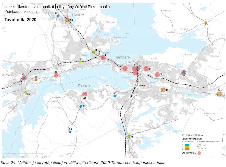 Kustannusjakomallin soveltamiskohteet Joukkoliikenteen liityntäpysäköintikohteet Tampereen ydinkaupunkiseudulla