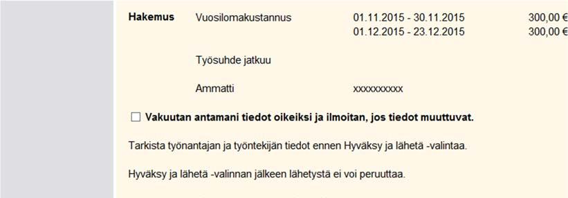 Yhteenvedon tarkistaminen ja lähettäminen