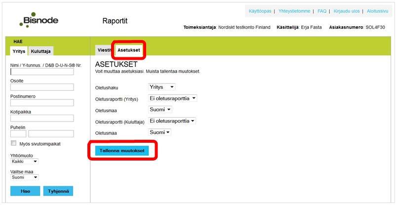 Asetukset luottotietoraportti -osiossa Palvelumme avulla löydät helposti luottotiedot pohjoismaisista yrityksistä sekä kuluttajatietoa Suomesta, Ruotsista ja Norjasta.