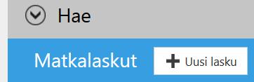 Yksittäiset matkat laskutetaan seuraavasti: 1. Valitse Matkalaskut (lentokone-kuvake) 2. Valitse Uusi lasku painike 3. Täytä lomakkeen kentät ja valitse Seuraava > Seuraava > Seuraava 4.