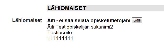 7 (17) Opiskelija näkee Tervetuloa -sivulla linkkinä muistutuksen puuttuvista tietojen luovutusluvista, jos yksikin lupakenttä on vielä tyhjä.