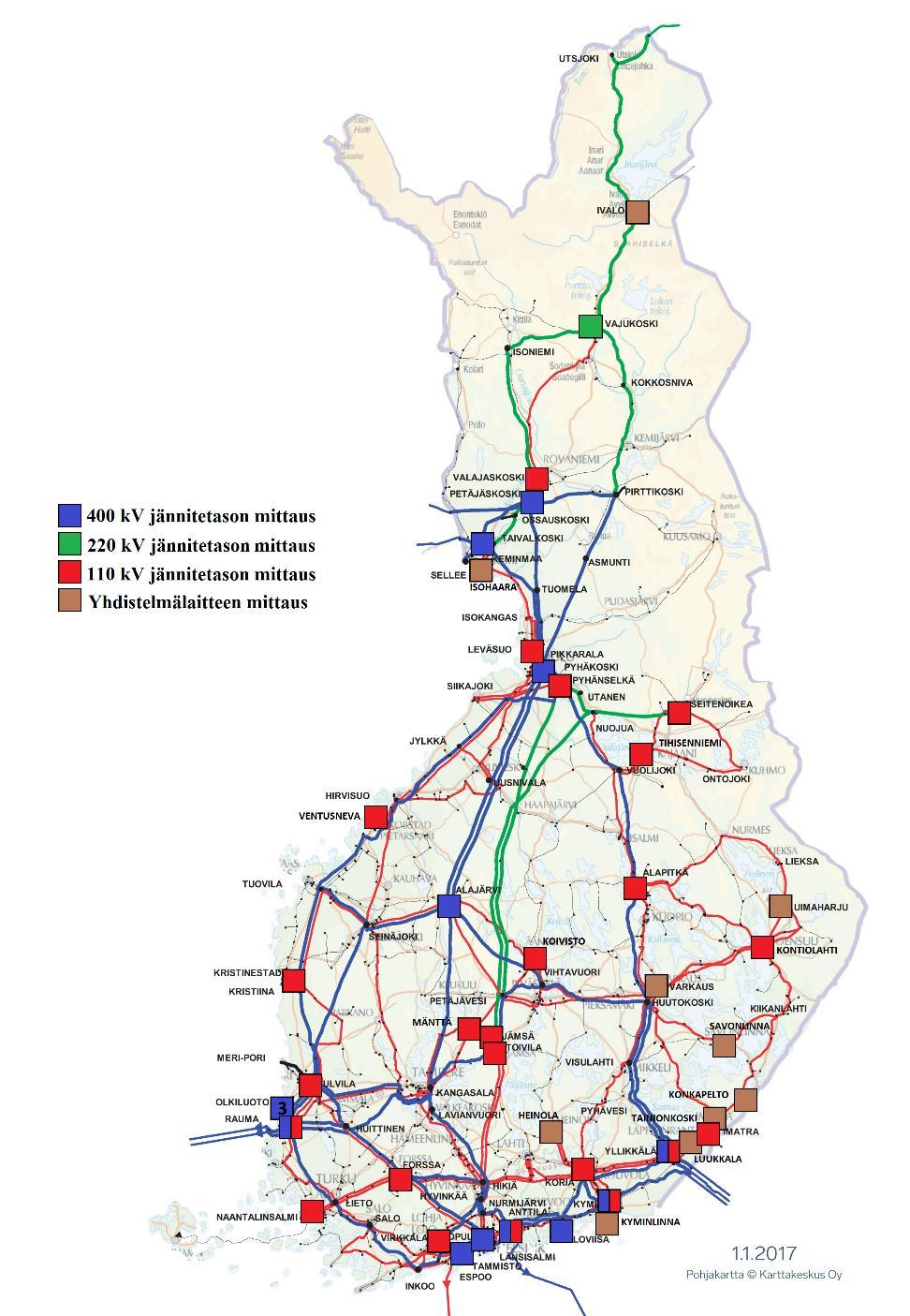 Sähkön laadun seuranta Tänä päivänä Fingrid mittaa sähkön laatua pääosin vuosina 2003-07 hankituilla mittalaitteilla, joita on 13 kpl.