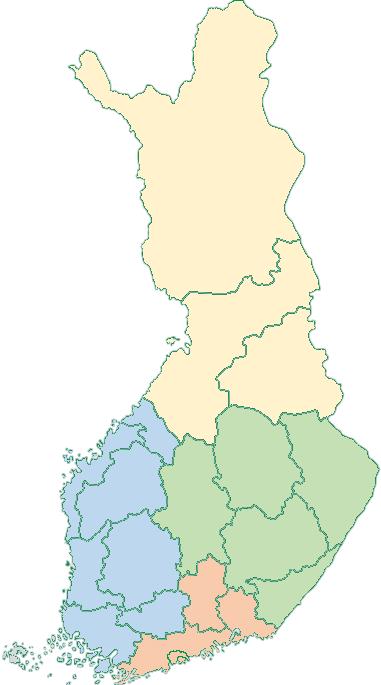 Yhteistoiminta- ja vaalialueet Ahvenanmaa Pohjois-Pohjanmaa Keski-Pohjanmaa Pohjanmaa Satakunta Varsinais- Suomi Etelä- Pohjanmaa Keski- Suomi Pirkanmaa Lappi Pohjois- Savo Etelä- Savo Kainuu