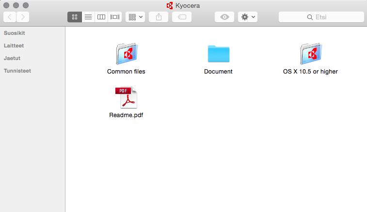 Valmistelut ennen käyttöä Tulostinajurin asennus Macintosh-käyttöjärjestelmään Macintosh-tietokoneessa voi käyttää vain koneen tulostinominaisuutta.