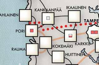 Liikkuminen taahtuu kauungista toiseen joko maan- tai rautateitä itkin. Liikkuminen kauungista toiseen kuluttaa maanteitse kaksi liikeistettä.