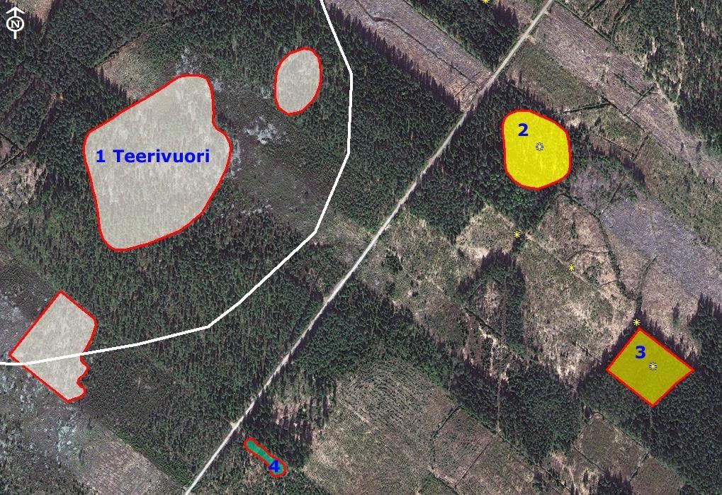 7. Teerivuori 1. Teerivuori Teerivuoren kaksi kallioaluetta ovat ympäristöstään selvästi kohoavia, mutta loivapiirteisiä.