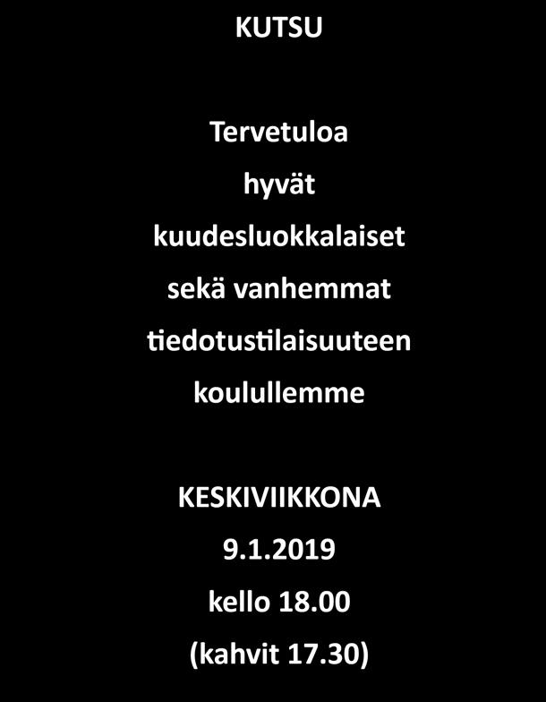 KESKIVIIKKONA 9.1.2019 kello 18.00 (kahvit 17.