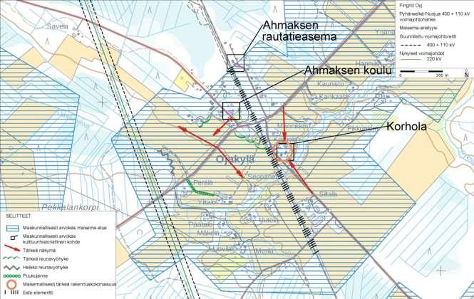 suunnitellun voimajohtoreitin ympäristössä Nuojualla