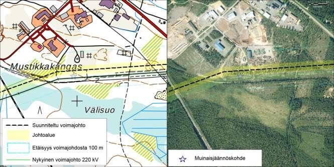 128 Ympäristövaikutusten arviointiselostus Reittiosuudelle B2 sijoittuvat Rimminsillan muinaisjäännöskohteen itäisimmät kuopat suunnitellun johdon johtoalueelle noin kahdenkymmenen metrin osuudella.