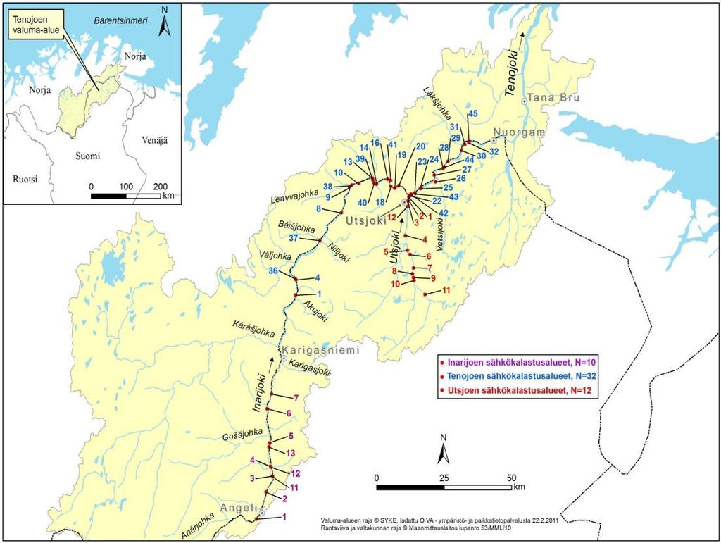 Sähkökalastukset lohen poikastiheydet