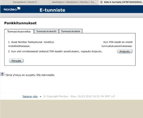 Kirjautuminen tabletilla omakantaan 1.