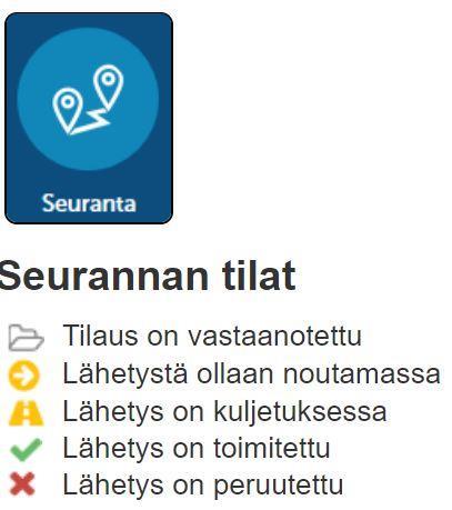 14 4. Lähetysten seuranta Lähetysten seurantaan pääset joko Kaukokiidon etusivulta etusivulta tai valikosta klikkaamalla Seuranta-linkkiä.