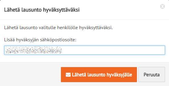 fi:n käyttäjäksi. Ennen lausunnon lähettämistä hyväksyttäväksi, tarkenna tarvittaessa lausunnon yhteydessä julkaistavia organisaatiotietoja: Lisää täydentäviä tietoja (esim. osaston/yksikön nimi).