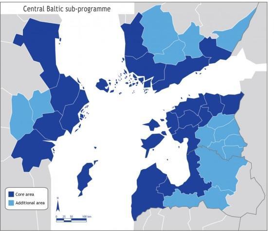 INTERREG CENTRAL BALTIC Keskeisen Itämeren alueen ohjelma Suomen, Viron, Latvian ja Ruotsin rannikkoalueet.