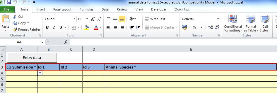 Laskentataulukon nimi näkyy sen alareunassa. Tässä on esillä List -taulukko. Tämä Excel-työkirja sisältää kolme taulukkoa: Establishment details, List ja Validation.