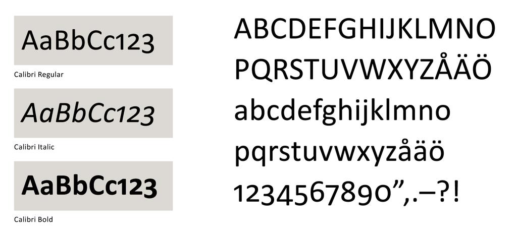 Typografia ENSISIJAINEN TEKSTITYYPPI MLL:n virallinen tekstityyppi on Calibri. Tekstityypistä käytetään alla olevia leikkauksia.