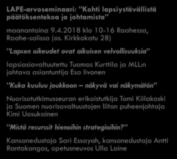 sotevalmistelussa - muut koulutukset Hyvinvointi valtakunnallisena teemana keskustelu lähinnä yhdyspinnoilla, ei vielä ytimessä päätöksentekoa ja johtamista maanantaina 9.4.