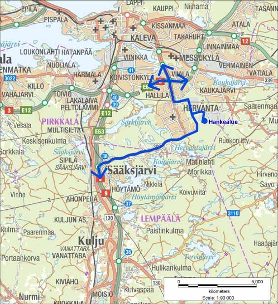 36 (116) Kuva 11. Liikennereitit hankealueelta. 4.7 Hankealueella muodostuvat jätteet Kierrätyspolttoaineen valmistuksessa muodostuu seula-alitetta.