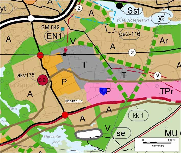 42 (116) Hankealue sijoittuu maakuntakaavassa osoitetulle kk1-alueelle, jolla on osoitettu Tampereen seudun kehä-ii kehittämiskäytävä.