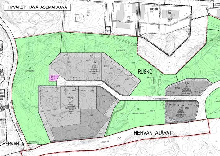 46 (116) Kuva 21. Ote vireillä olevasta asemakaavasta nro 8111 Rusko, Hulppionmäki, työpaikka- ja virkistysalueet, Hervantajärvi, Ruskontien jatke, Hervanta, katualuetta. 5.