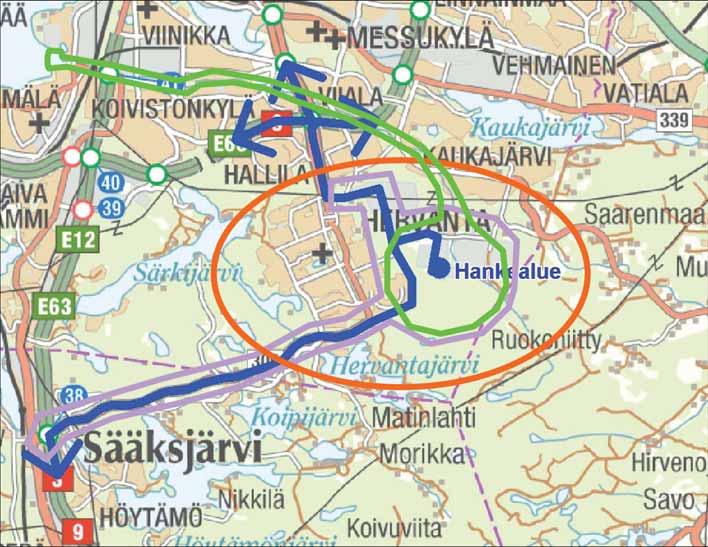 66 (116) Kuva 40. Suuntaa-antavat vaikutusalueiden rajaukset kartalla. 8 HANKKEEN VAIKUTUKSET YMPÄRISTÖÖN 8.1 Vaikutukset eri ajankohtina 8.1.1 Rakentamisen aikaiset vaikutukset 8.1.2 Toiminnan aikaiset vaikutukset Hanketontti on jo louhittu lopulliseen laajuuteensa.