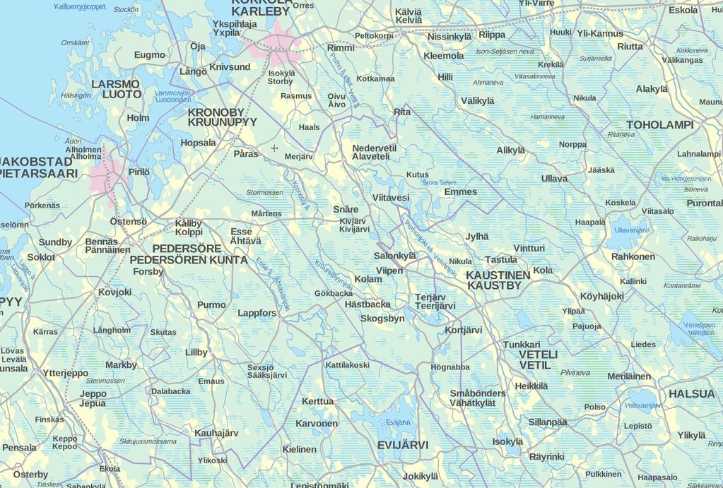 1 SUUNNITTELUALUE Kaustisen kunta sijaitsee Keski-Pohjanmaalla. Naapurikuntia ovat Halsua, Kokkola, Kruunupyy ja Veteli.