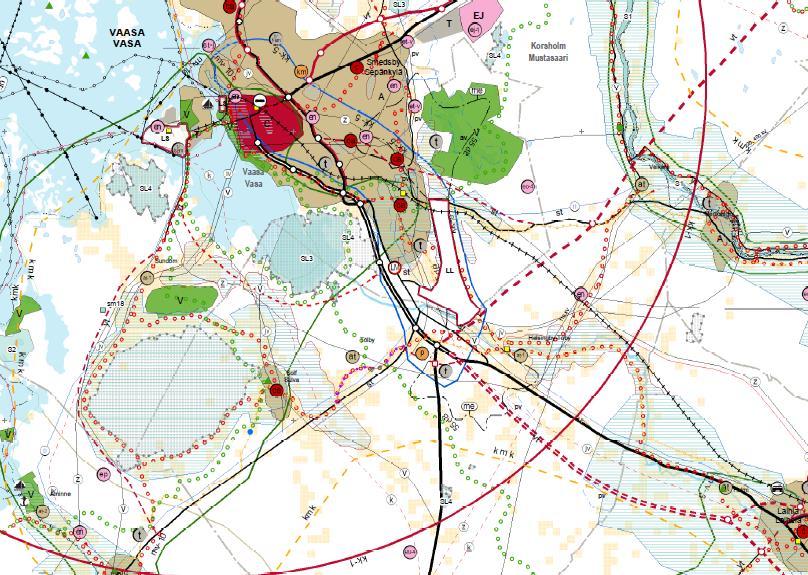 FCG SUUNNITTELU JA TEKNIIKKA OY Ehdotusvaihe 47 (48) Kuva 22 Ote Pohjanmaan maakuntakaava 2030 Maakuntakaavan 2040