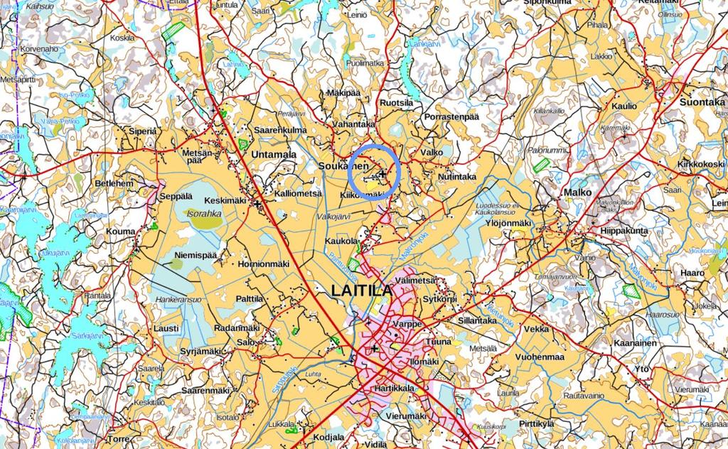 2 Tutkimuksen perustiedot Kohde: Laitilan Soukaisten Mikolan tilan (400-436-8-31) alueelle suunniteltu pakkaamorakennus lähiympäristöineen Tutkimuksen tyyppi: arkeologinen koetutkimus Kenttätyöaika: