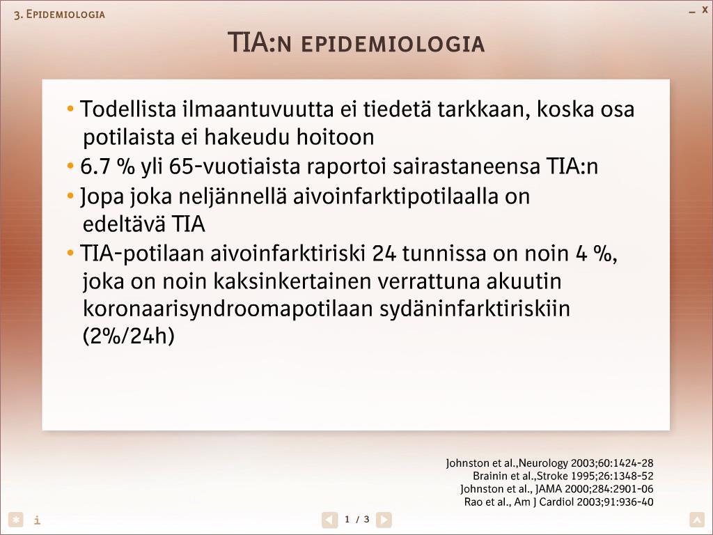 Aivoinfarkti johtuu monista syistä Aivoinfarkti (80 %) - Kaulavaltimoperäiset tromboosit (20 %) - Pienten valtmoiden tukokset (20 %) -