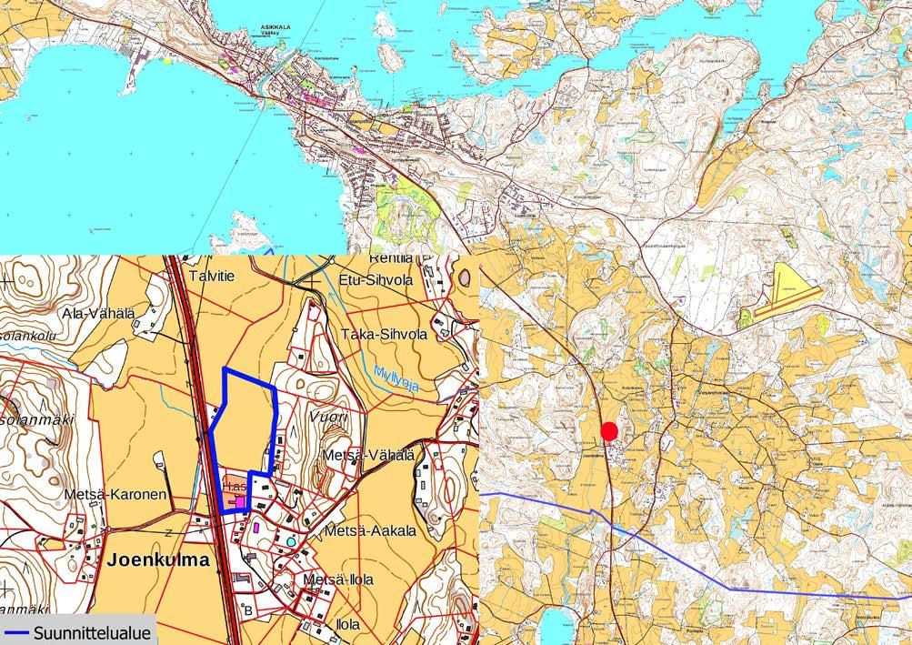 4 Kuva 1. Suunnittelualueen sijainti. 4. Suunnittelun lähtökohdat ja tavoitteet Laadittavan asemakaavan tavoitteena on lisätä teollisuusrakentamisen mahdollistavia alueita Asikkalassa.