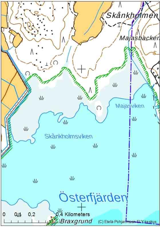 Kohde 25 (Skånkholmsviken) Pinta-ala: 6,5 ha Yleisarvosana: II Alueen ylempi osa on leppä- ja