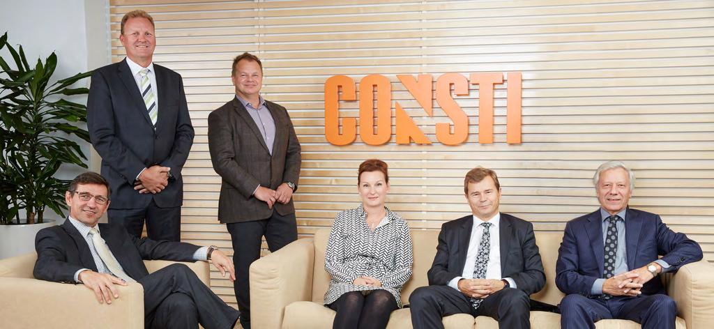 CONSTI YHTIÖT OYJ HALLITUS CONSTI YHTIÖT OYJ HALLITUS HALLITUS Hallituksen jäsenet vasemmalta oikealle: Pekka Salokangas, Antti Korkeela, Petri Rignell, Niina Rajakoski, Tapio Hakakari ja Erkki