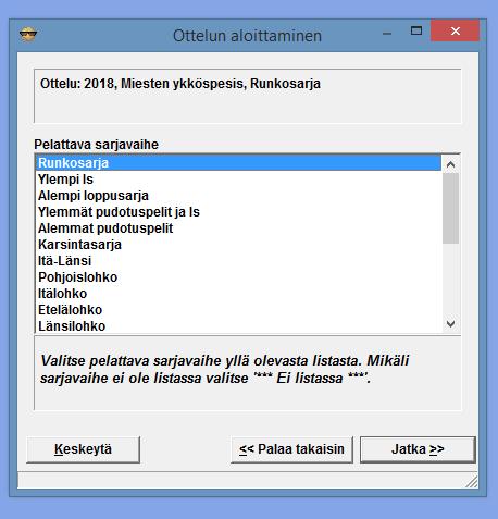 B-poikien tietoja ei näkyisi vielä, koska tietokantoja ei ole päivitetty Ulvilan osalta. Taas painetaan JATKA.