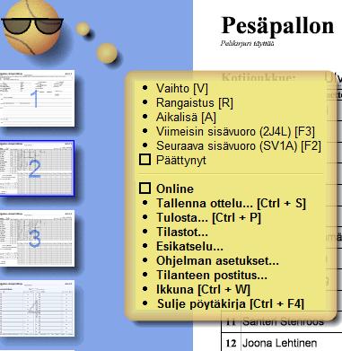 34 3.4.2. SUPERVUOROPARI Jos ottelu etenee supervuoropariin, niin valitaan toisen jakson päätettyä SEURAAVA SISÄVUORO (SV1A). Samalla aukeaa sama ikkuna kuin pelin alussakin.