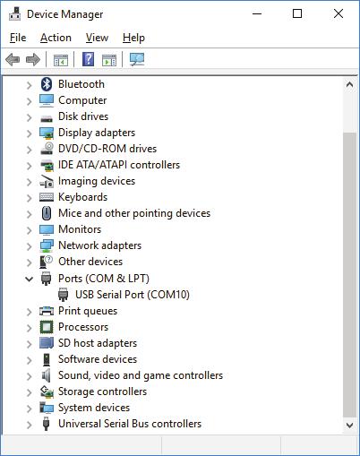 1: Paina näppäinyhdistelmää (W)* + I ja valitse Control Panel (Ohjauspaneeli) Device Manager (Laitehallinta) Port (COM&LPT) (Portti (COM&LPT)) Windows 10: + S kirjoita hakukenttään Device Manager