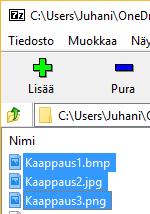 Avaa ohjelma ja navigoi sillä kansioon, johon tallensit (tai latasit) tehtävän 2c kuvatiedostot. Valitse nuo kolme tiedostoa, ja klikkaa lisää (Add; esimerkkikuva oikealla).