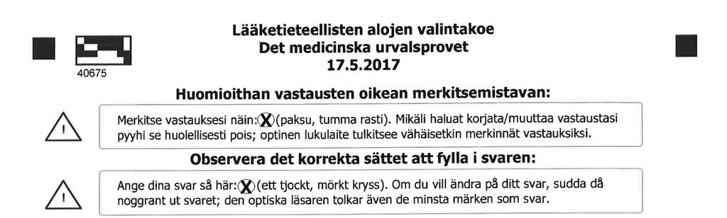 T1 NIMI (tikkukirjaimin) NAMN (med tryckbokstäver) Sukunimi /Släktnamn Etunimet / Alla förnamn Merkitse henkilötunnustasi vastaavat soikiot.