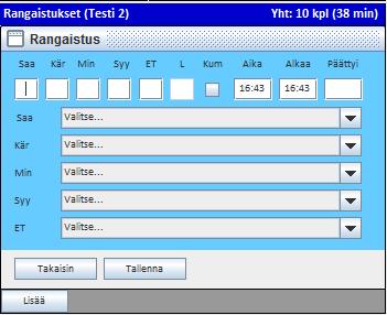 Jos editoit aikoja, ole tarkkana. f. RANGAISTUKSET. Syöttökentät aukeavat sekä kyseistä ruutua klikkaamalla että Lisää -napeista.