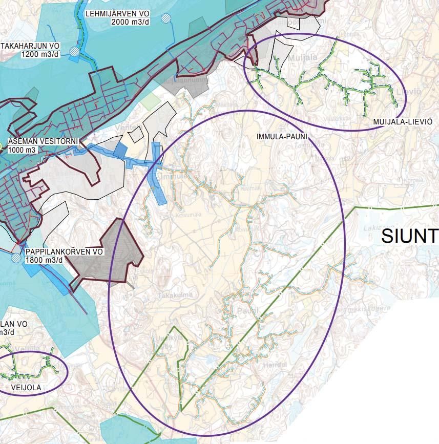 TEKNINEN HUOLTO Vesi- ja jätevesihuolto Suunnittelualueella ei ole järjestettyä vesi- tai jätevesihuoltoa.