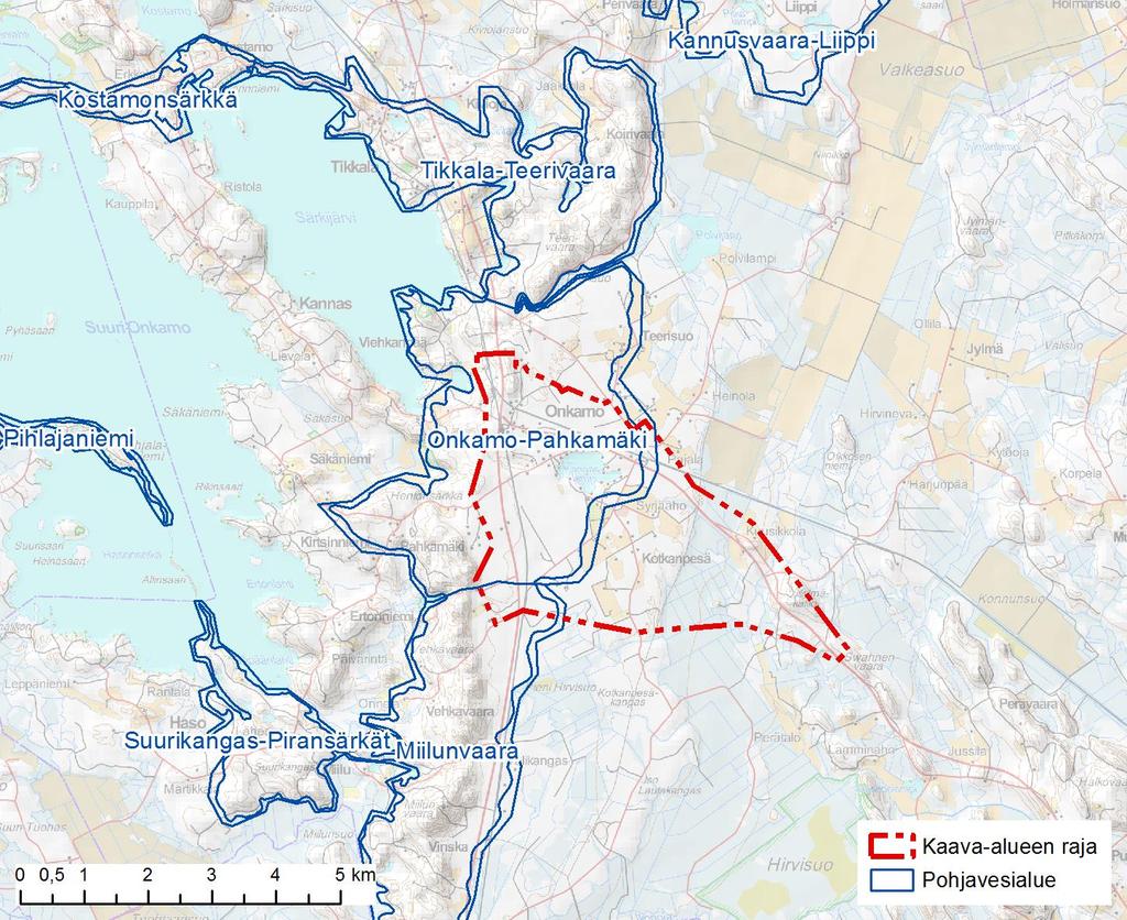 14 (37) 19.3.2018 Kuva 4.4. Pohjavesialueet. Kaava-alueella sijaitsee kaksi pohjavesialuetta.