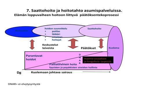 Hoitoneuvottelu Omaisten tukeminen hoitotahdon ja päätösten kirjaaminen Oireiden havainnointi ja hoito