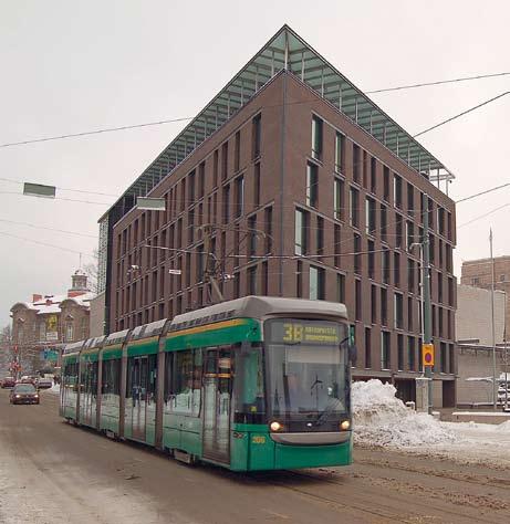 3B:n vaunu 206 Eduskunnan lisärakennuksen eli Pikkuparlamentin (v. 2004) edessä 23.1.2009.