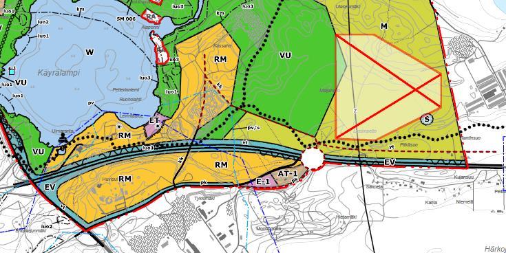 Saarenmaa-Tykkimäki osayleiskaava Saarenmaa-Tykkimäki osayleiskaava on yleispiirteinen aluevarauskaava, jossa valtatie 6 on merkitty valtatienä (vt) ja tiehen rajautuvat alueen suojaviheralueina (EV).