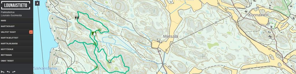 115, MAANKJ 08:15 MAANK: 166/2018 Sivu 12 Kuru-retkeilyreitistön reitin sijainti yleiskaavaehdotuksen R- ja A/res -alueella.