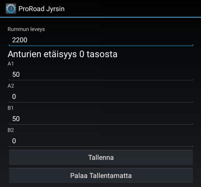 Asetukset - ProJyrsin 1. Valitse etusivulta kohta Parametrit 2.