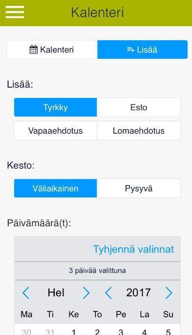 Tyrkky ja esto Lisää tyrkky, kun haluat töihin ja olet valmis hyväksymään työvuoroehdotuksia.